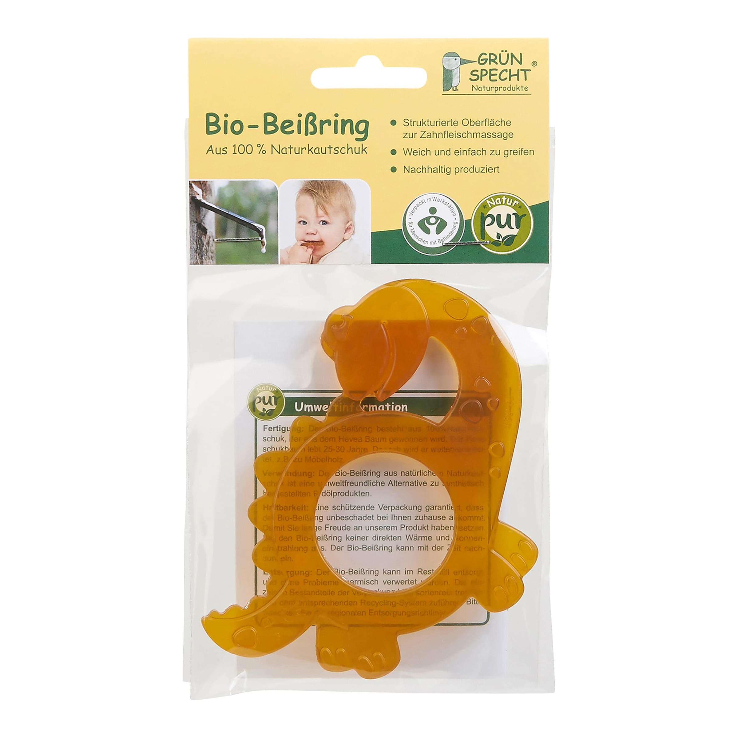 Grünspecht Beißring aus Naturkautschuk