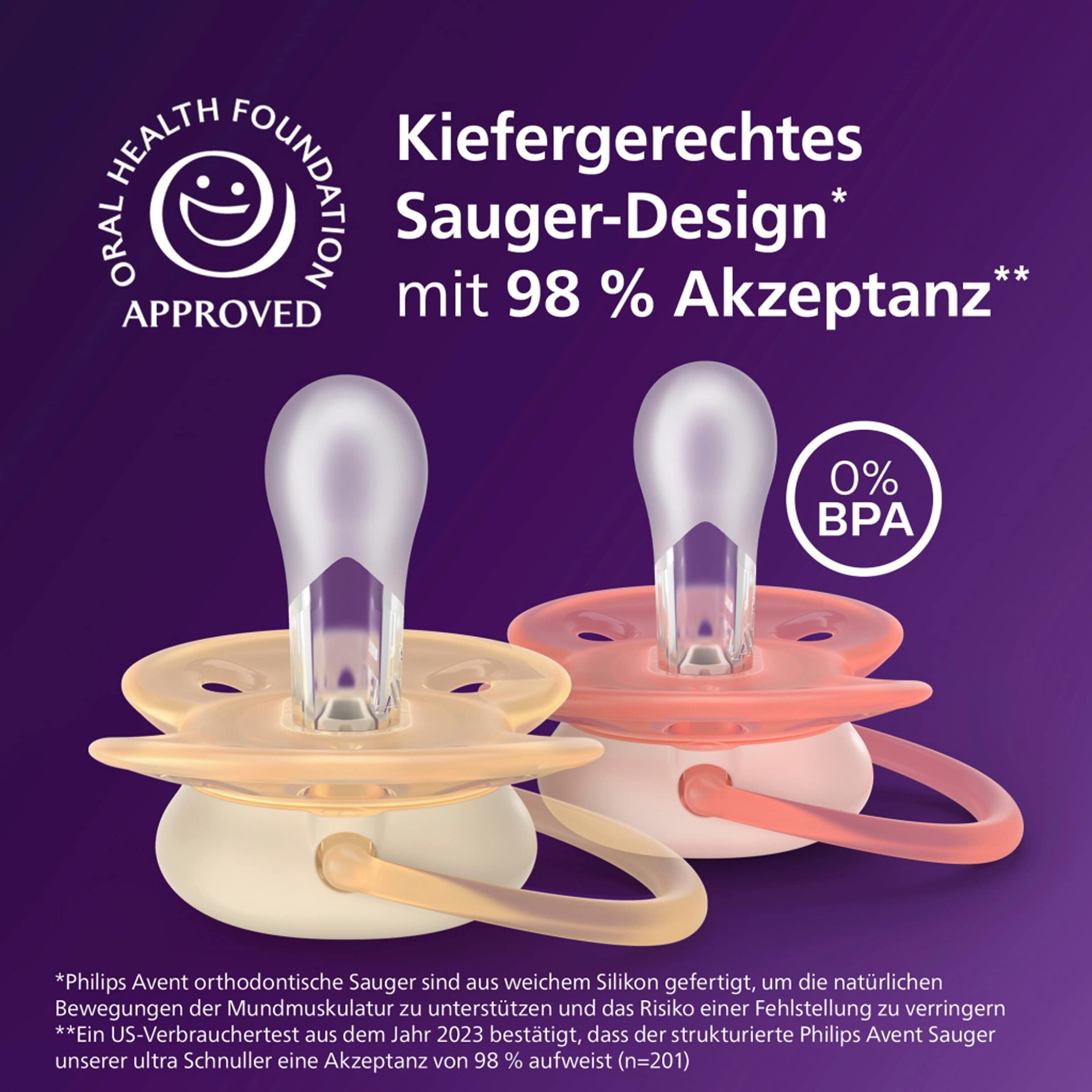 Philips Avent 2er-Pack Schnuller ultra soft, 0-6M