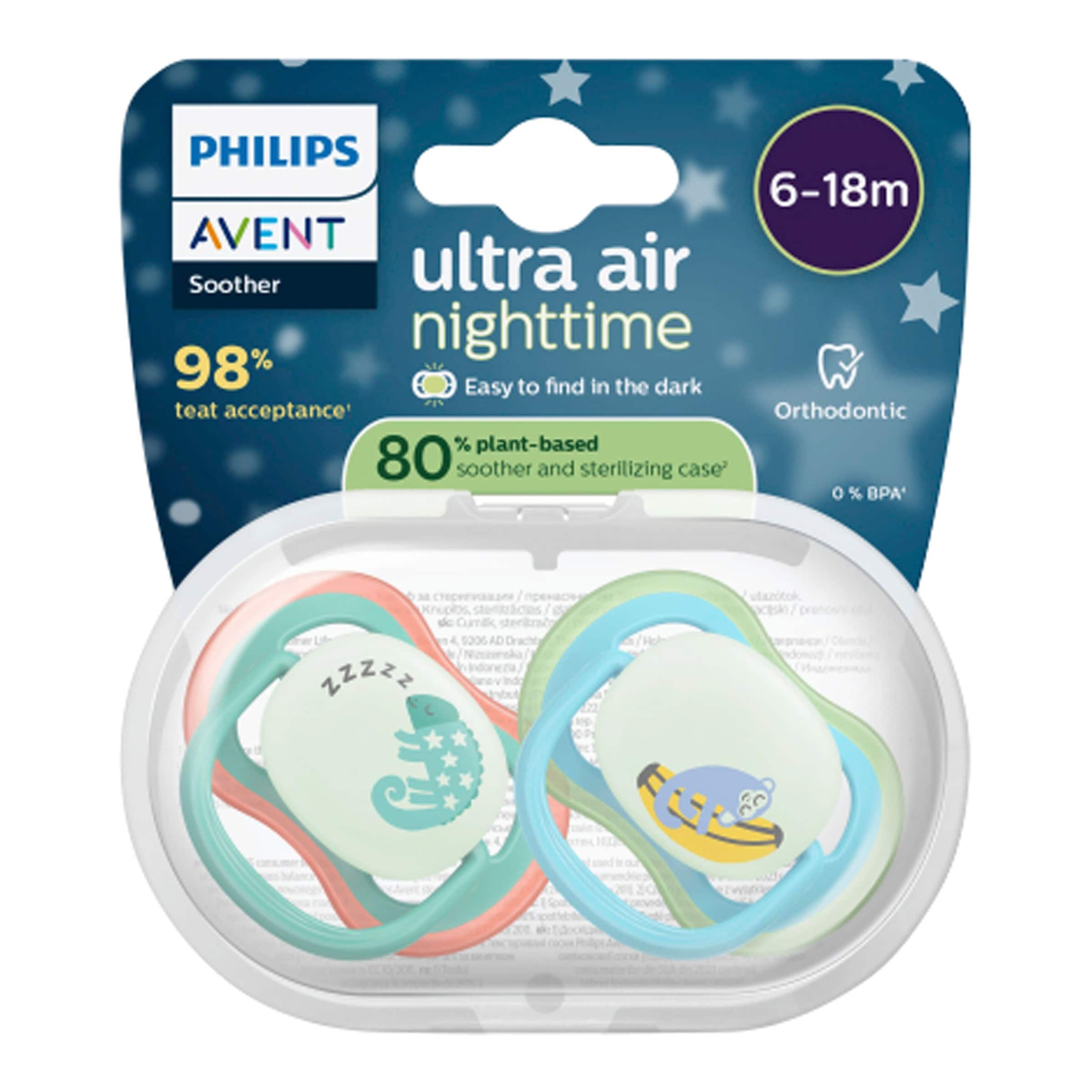 Philips Avent 2er-Pack Schnuller ultra air Nighttime, 6-18M