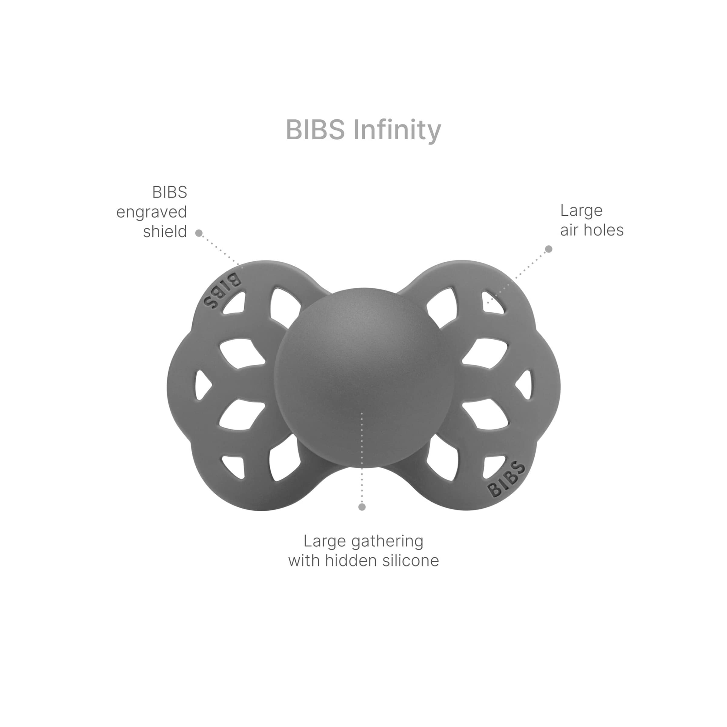 Bibs 2er-Pack Infinity Schnuller Silikon, symetrisch, 0-6M